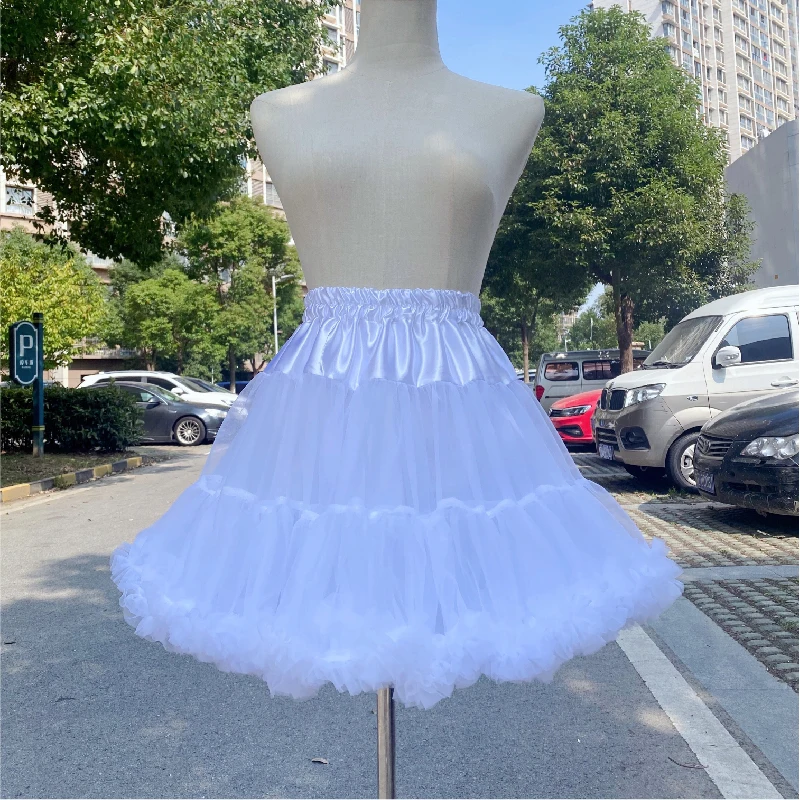 Lolita Petticoat Black and White 45cm Short Dress Tutu Mujer Adulta Cloud Elastic Waist Beautiful Bow, A Fluffy Cloud Vestido