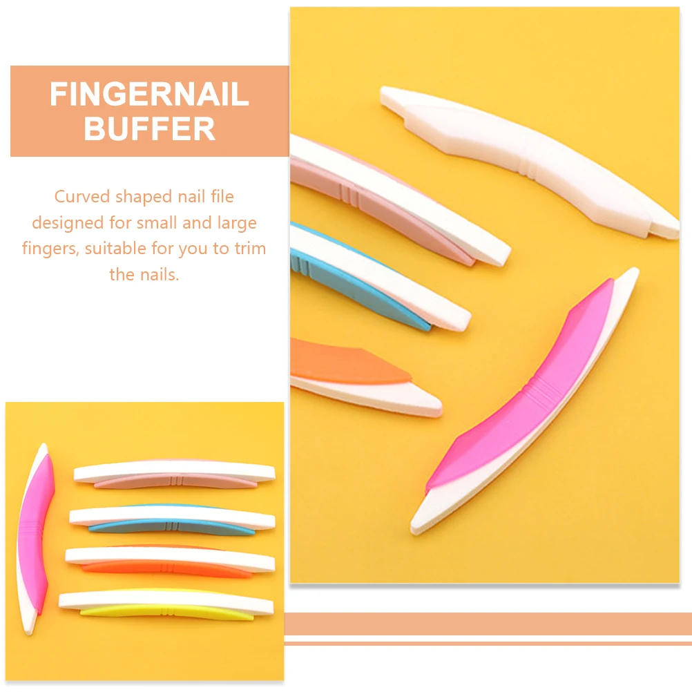 

5pcs Curved File Tool Premium Manicure Set For Natural Acrylic Nails Pedicure Care Nail Art Buffing Files Nail Polishing Kit