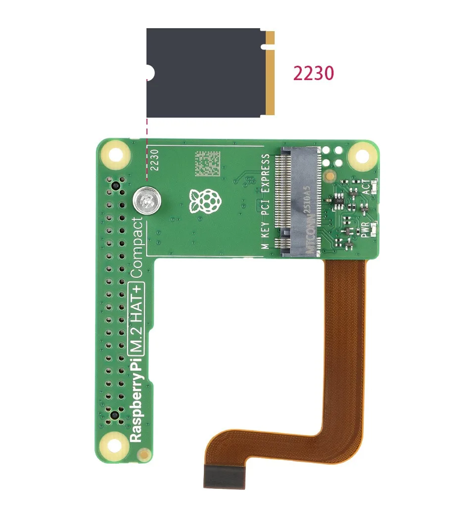 Raspberry Pi M.2 HAT+ รุ่นมาตรฐาน ออกแบบมาสำหรับ Raspberry Pi 5 รองรับโปรโตคอล NVMe M.2 Solid State