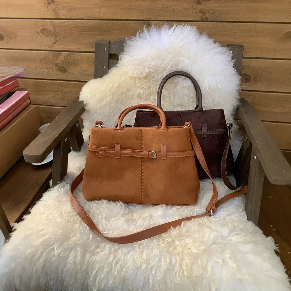 

Осенне-зимняя сумка-тоут с ленивым ветром, 2020, универсальная портативная сумка-мессенджер в стиле ретро, модная универсальная матовая замшевая сумка на плечо