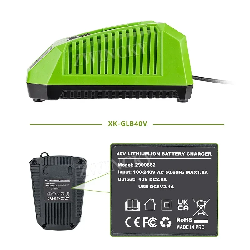 Li-ion Battery Charger For Greenworks 40V Lithium Battery Replacement Original Battery Portable Mini Charger Station