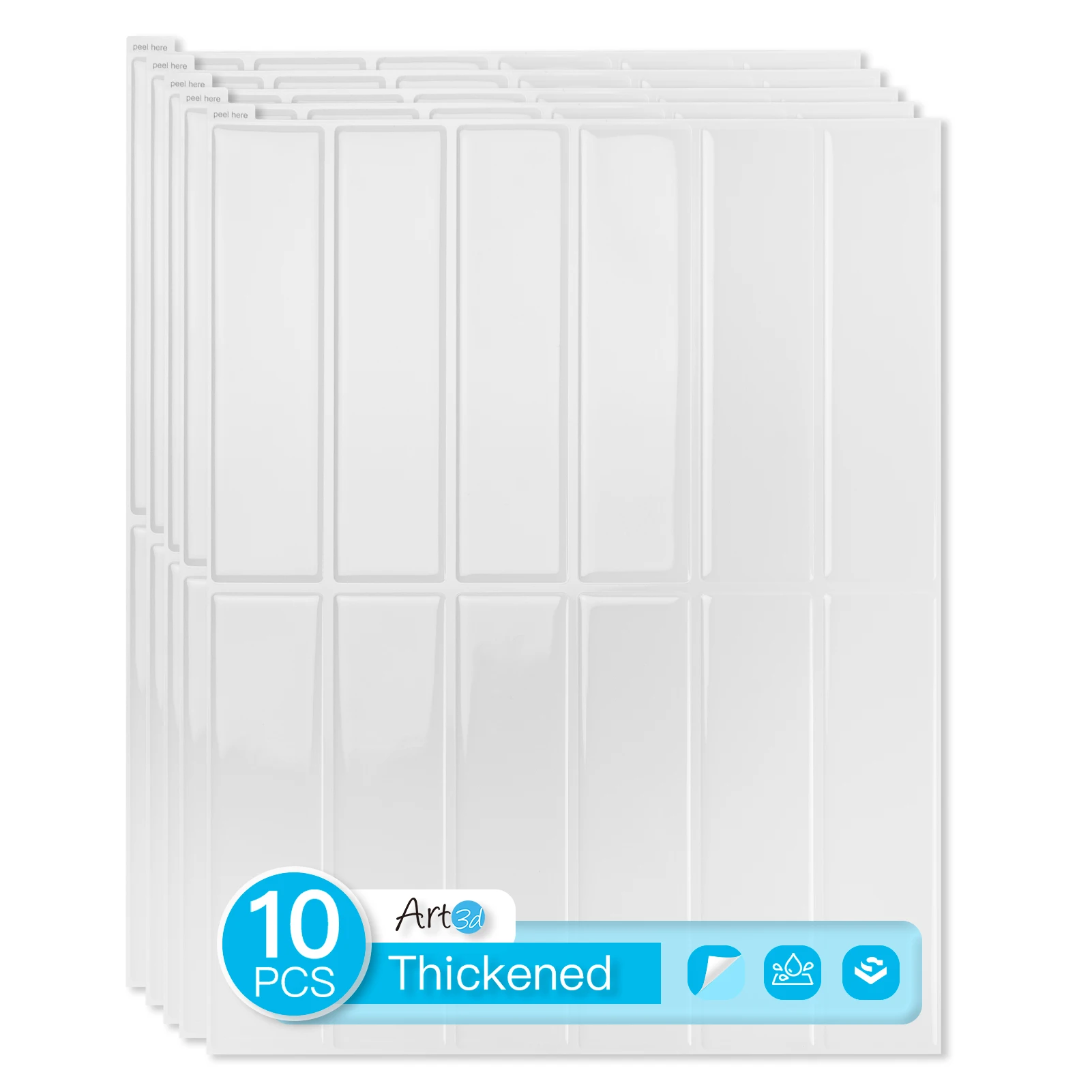 Art3d 11.4 x 9 Inch Heavy-Duty Peel and Stick Backsplash for Home Décor, 10-Pack Vinyl Wall Tiles for Kitchen Countertop