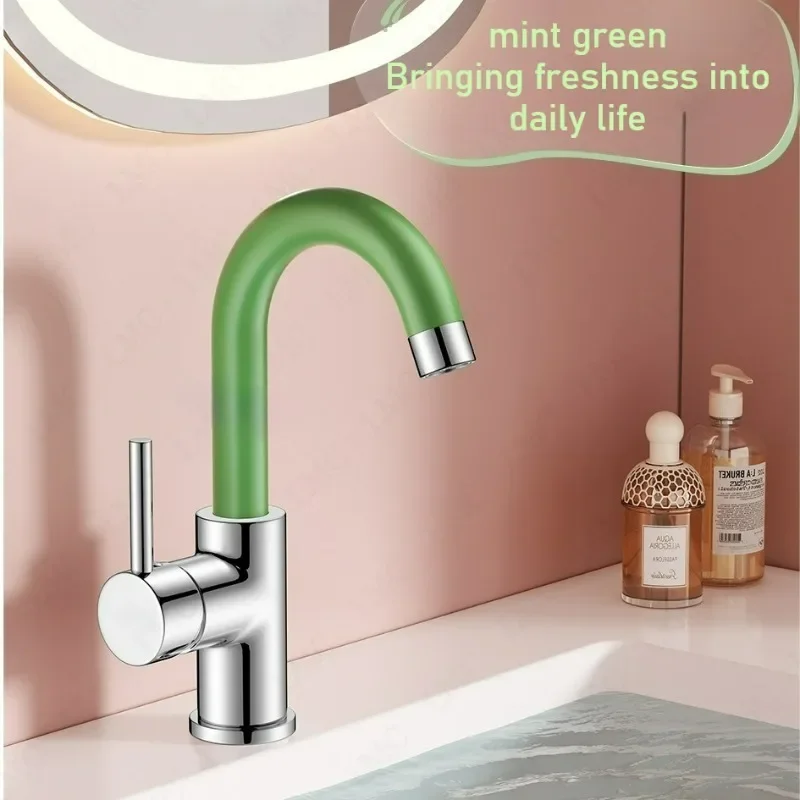 New Cream Style Kitchen Faucet 360 Rotate Hot And Cold Multicolored White Green Mixer Tap Basin Faucets