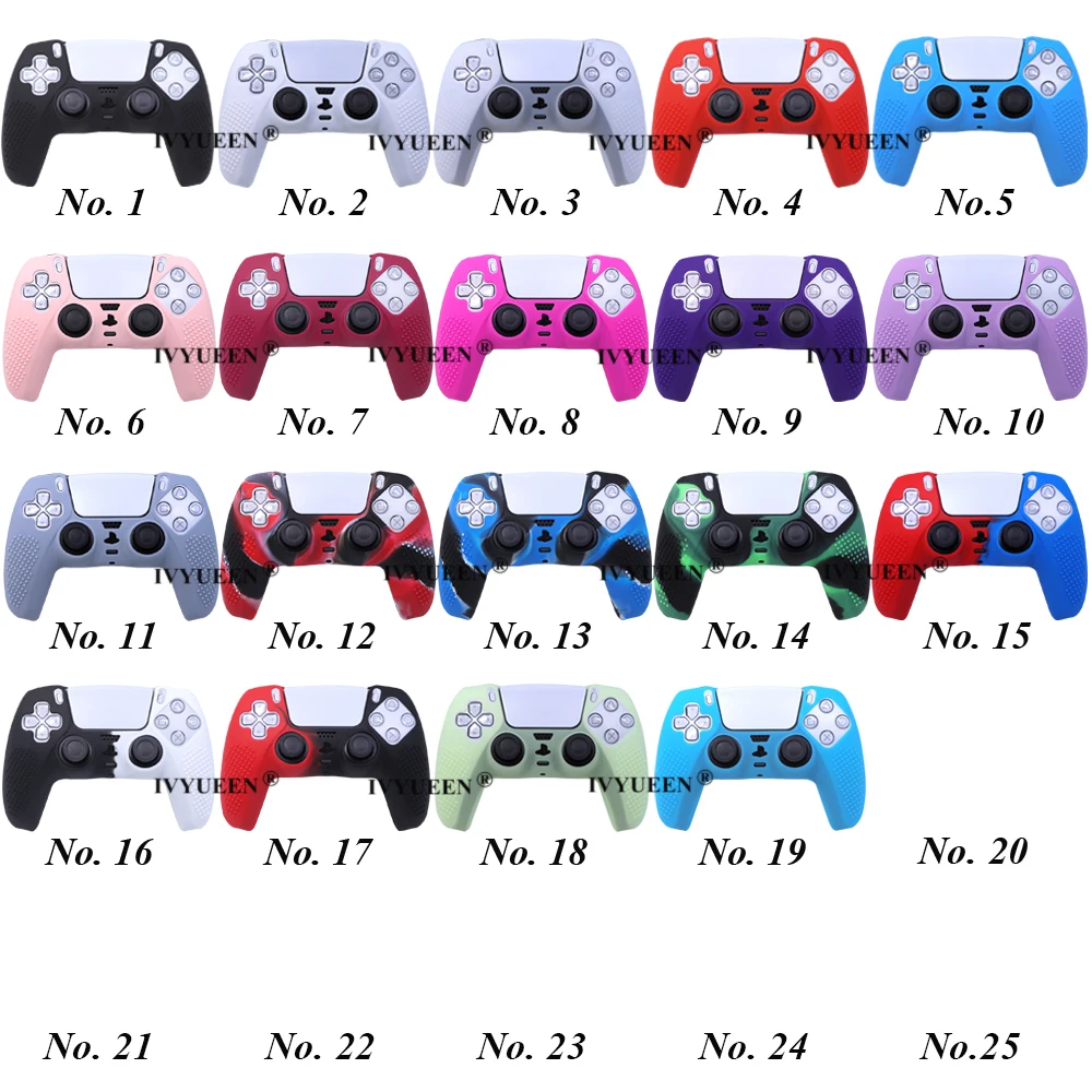 Ivyueen gel de silicone macio capa de borracha para playstation 5 ps5 controlador proteção da pele polegar aperto caps para dualsense