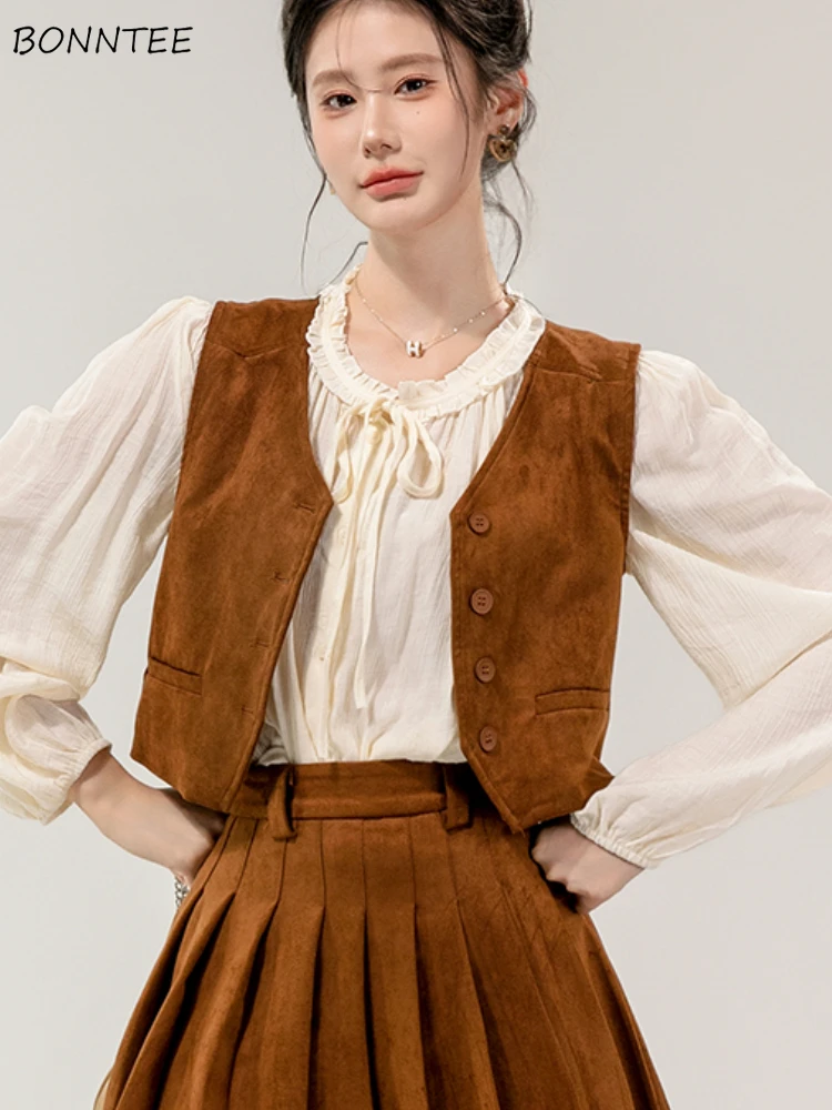 

Spring Vests Women Vintage Preppy Designed Sweet Girl Korean Fashion Outwear All-match Harajuku Gentle Temper Aesthetic Daily