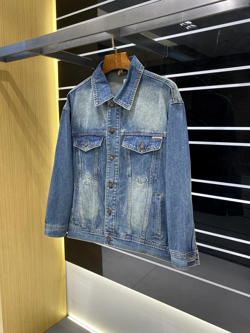 

Retro Waed American Casual Sle Men's Collared Breathable Denim Jaet Autumn New Arrival Youth Trend Long Sve Windproof