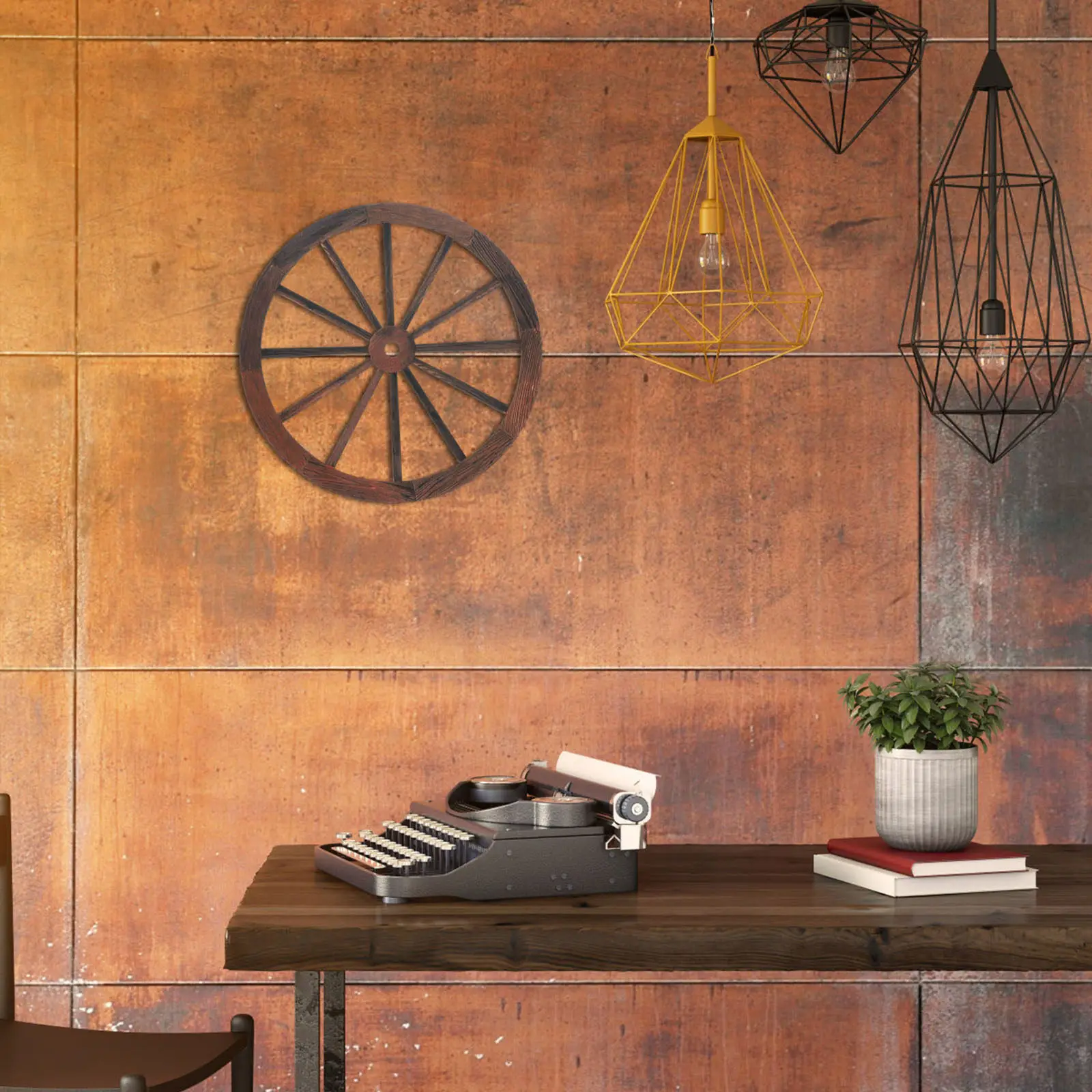 3Pcs Wooden Wagon Wheel Wall Decoration Rustic Vintage 25Cm Western Cart Wheels Farmhouse Rustic Wall Decor Vintage Wagon Wheel