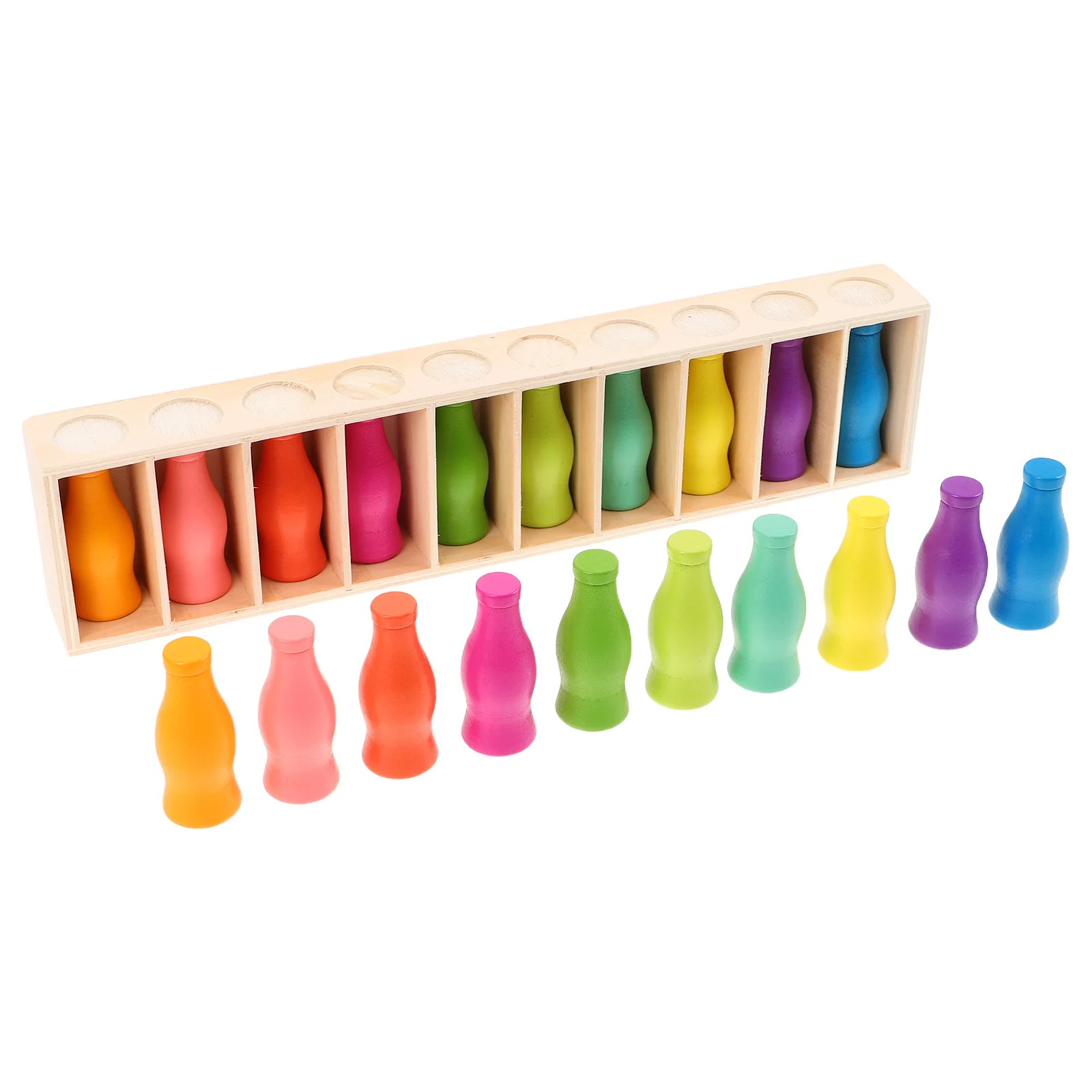 

1 комплект, деревянная игра Монтессори по цвету для малышей, детская головоломка для сортировки бутылок с напитками, дошкольное обучение, блок активности