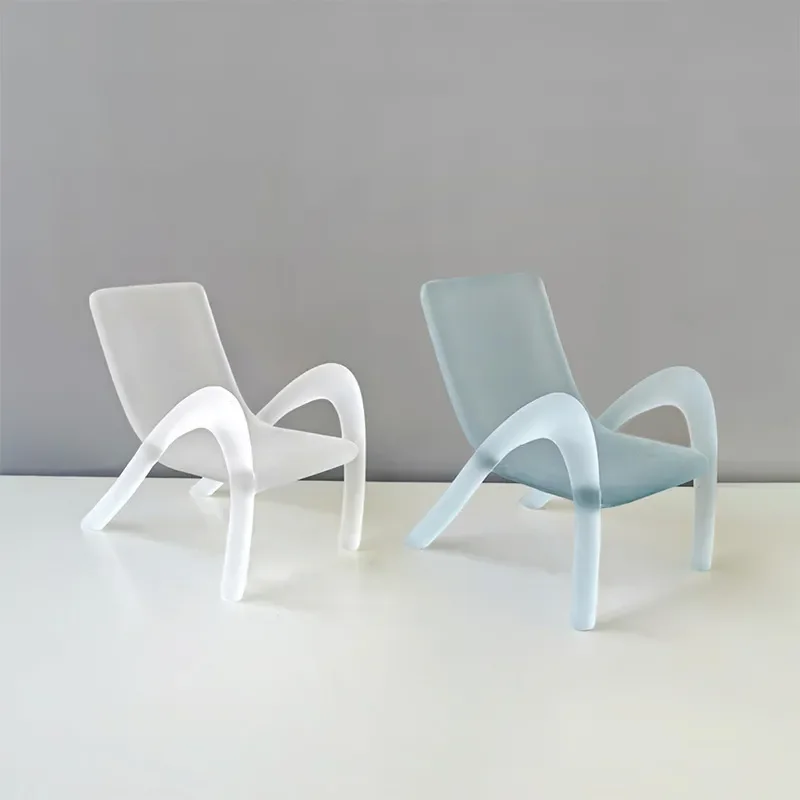 Modern Transparent Resin Chair Ornament Matte White Creative Home Decor for Living Room Dining Area Office Entrance Display