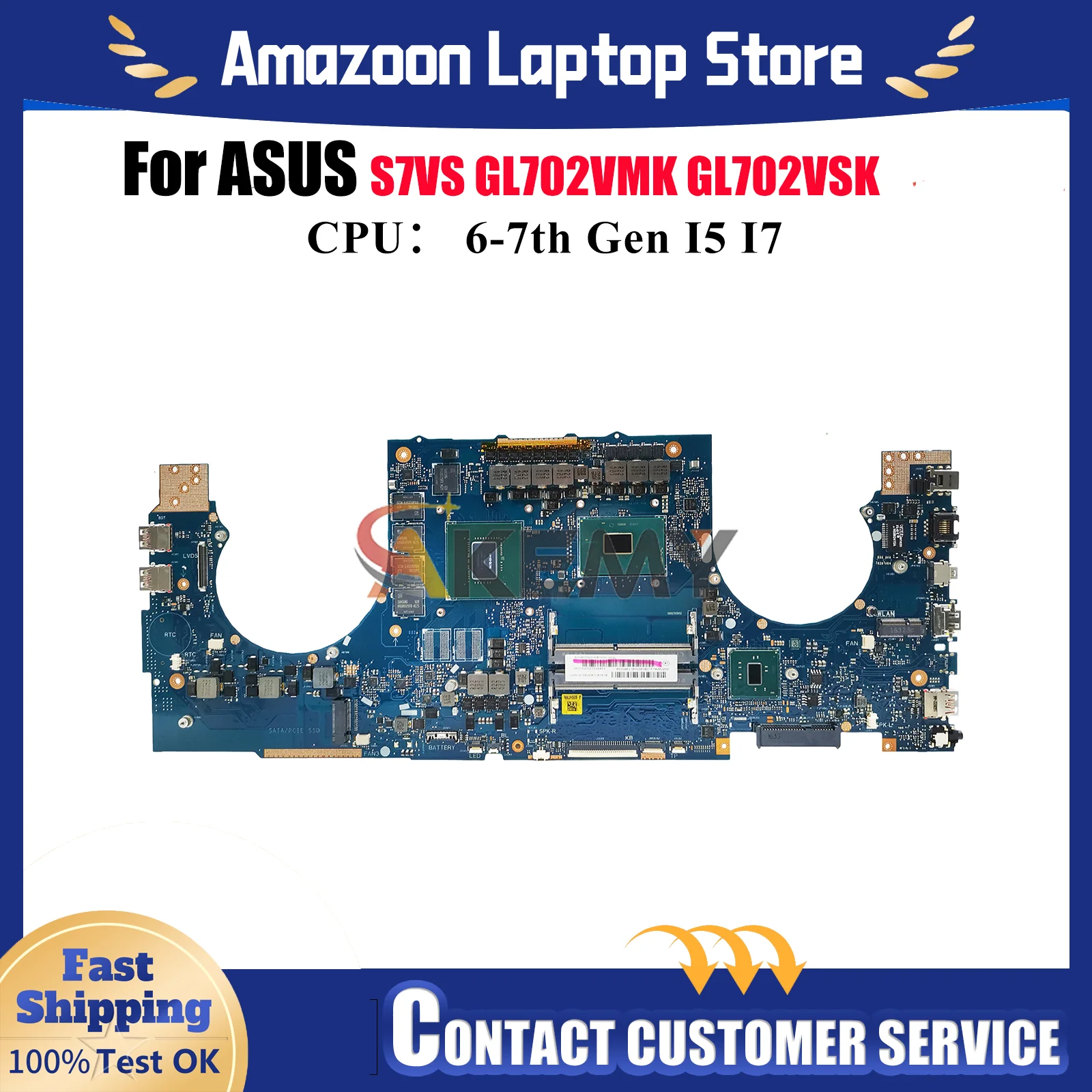 

GL702VS Laptop Motherboard For ASUS ROG Strix GL702VMK S7VS GL702VSK GL702VI GL702V Mainboard With I5 I7 CPU 100% tests OK stk