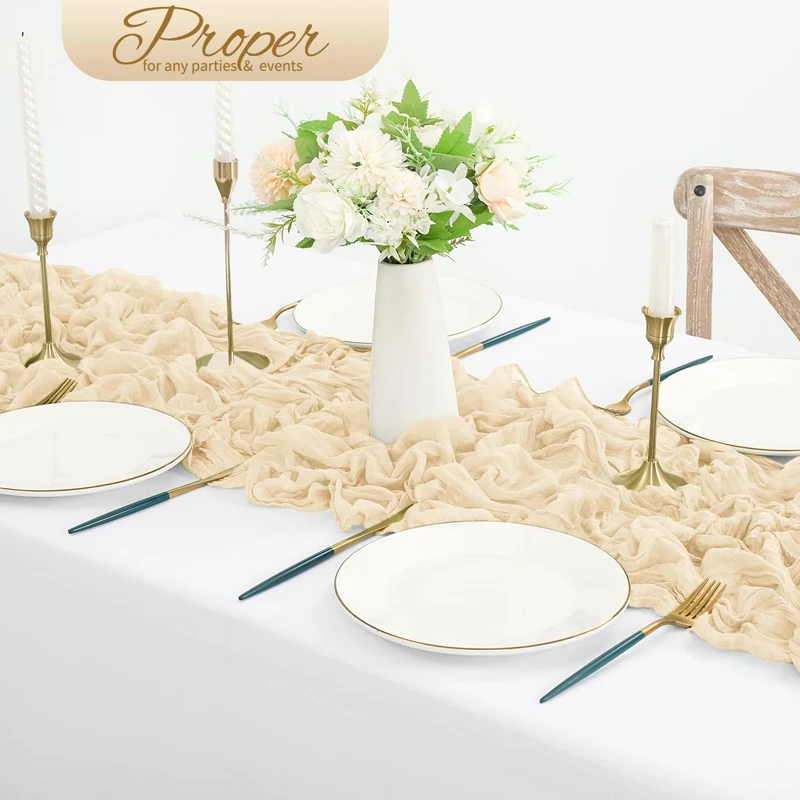 1pc Käsetuch Tisch Läufer Land Stil Gaze Käse Tuch Tischdecke Für Hochzeit Braut Dusche Baby Dusche Geburtstag Party – Detail 8
