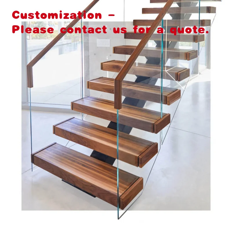 

Изготовленная на заказ деревянная ступенька, настенная боковая строка, внутренняя плавающая лестница со стеклянной балюстрадой