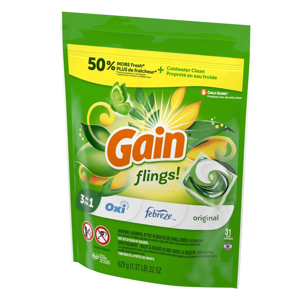 3 في 1 منظف الغسيل Pacs Oxi Boost Febreze نضارة مزيل البقع القرون 31 عدد جميع الماكينات آمنة للمياه الباردة