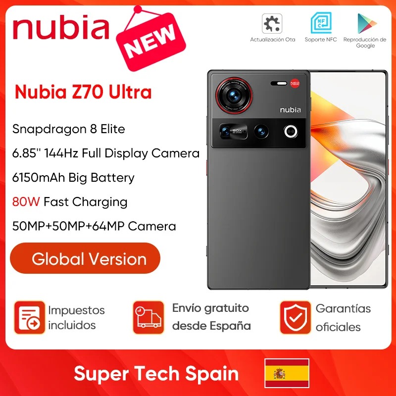 100% neue nubia z70 ultra smartphone 5g 6.85 \'\'144hz voll display kamera 6150mah akku ip68 wasserdicht nfc globale version