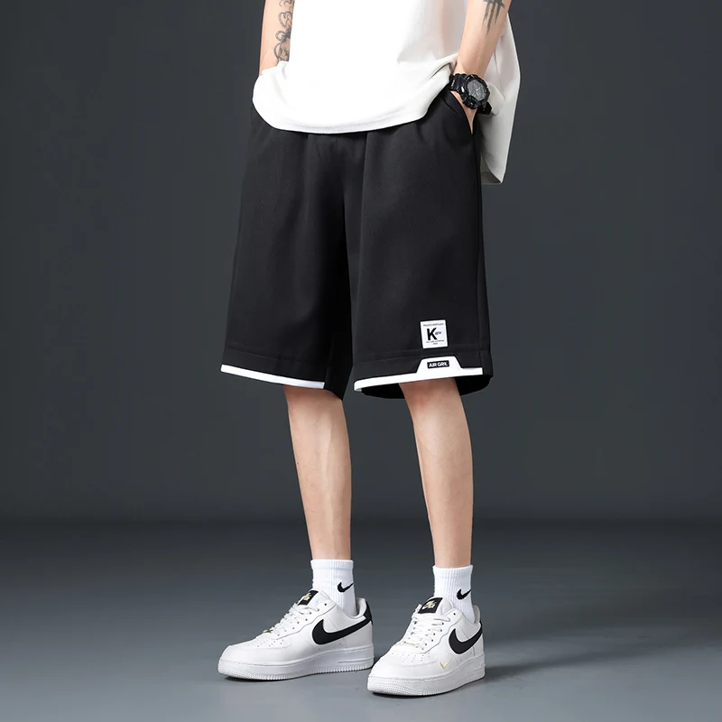 

Men's Loose Fit Qui Dry Ice Silk Straight Leg Workwear orts Breathable Casual Pants Five-Quarter Spor Versatile Summer ...