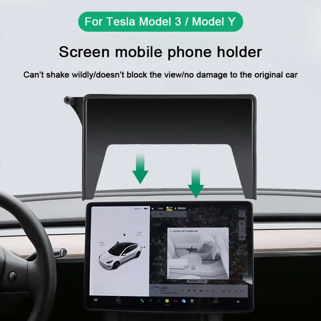 Uchwyt na telefon samochodowy z podstawką do ekranu nawigacyjnego, mocowany do Tesla Model 3 Highland 3+ Model Y 2019 2020 2021 2022 2023 2024