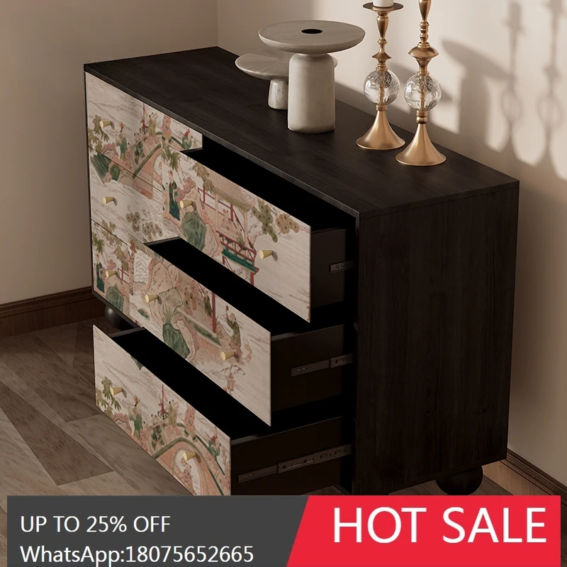 SGF medieval style solid wood dresser household removable desk bedroom six chest