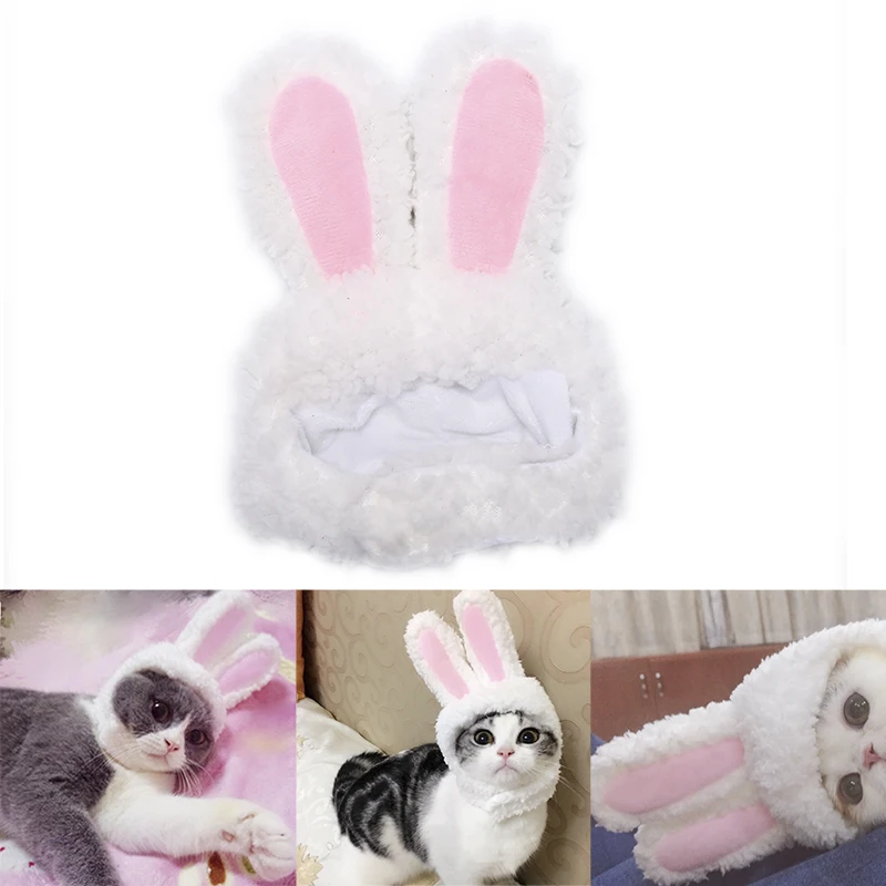 

Cute Cat Headgear Bunny Drag Hat Cat Dog Headwear Costume Cosplay PhotoProps Funny Pet Hat Rabbit Ears Warm Hood