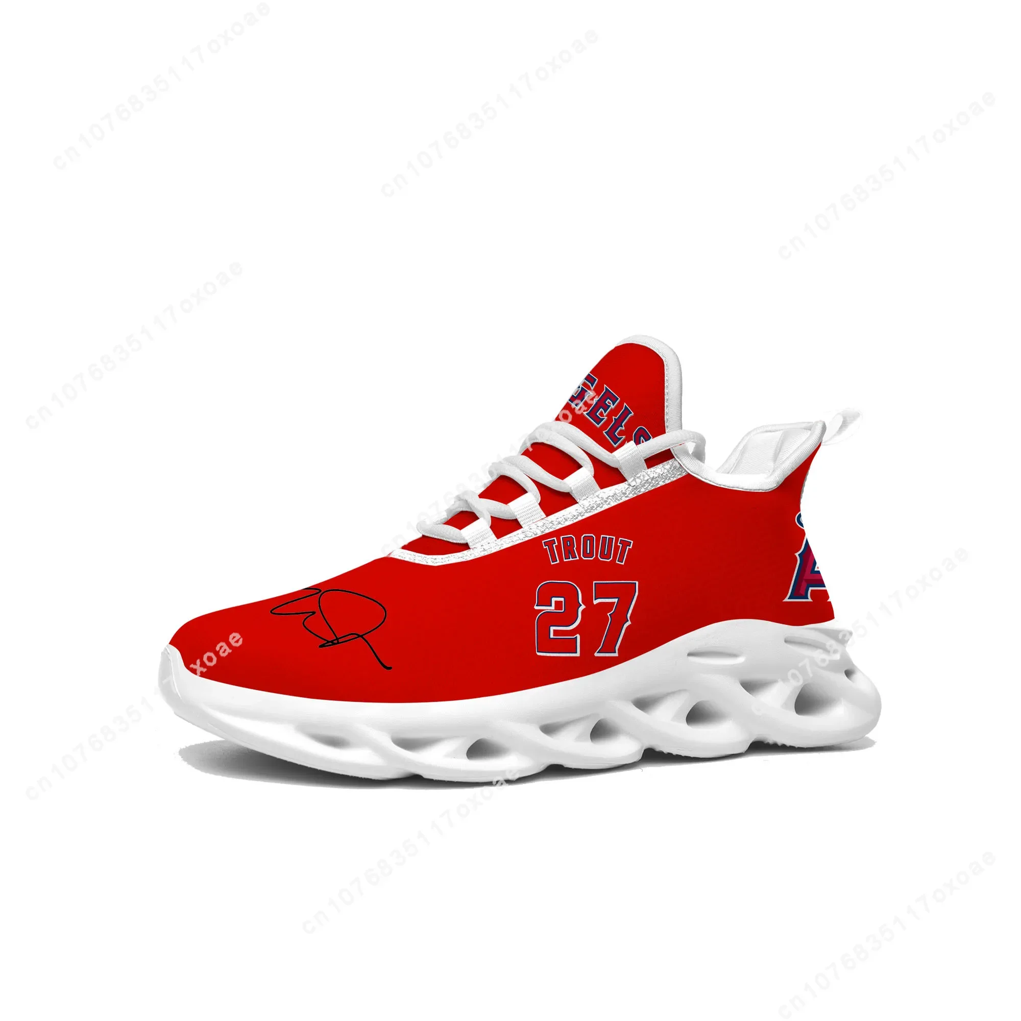 Los Angeles baseball Flats Sneakers Mens Womens Sports Shoes Angels Mike Trout NO 27 America Mesh Footwear custom Shoe