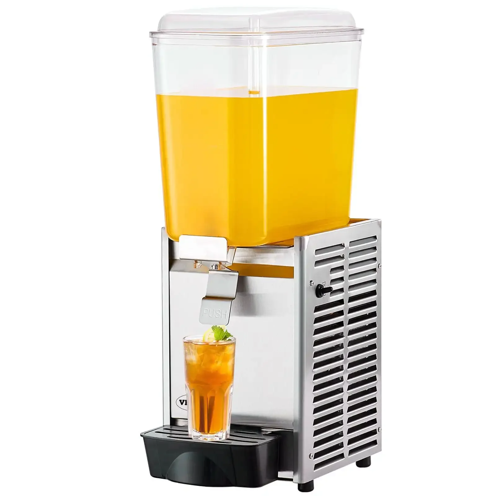 Commercial Beverage Dispenser, 20.4 Qt 18L Single Tank Ice Tea Drink Machine, 325W 304 Stainless Steel Juice Dispenser