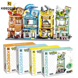 keeppley Pokemon building blocks city building street scene series Pikachu Charmander Squirtle Bulbasaur model children's toys