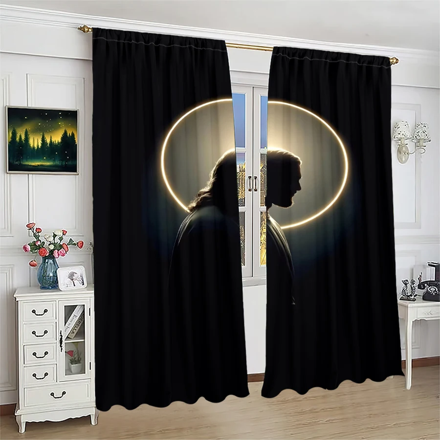 

Birch forest landscape printed curtains, pole bag curtains, Christmas decorations, daily home decorations, room decorations