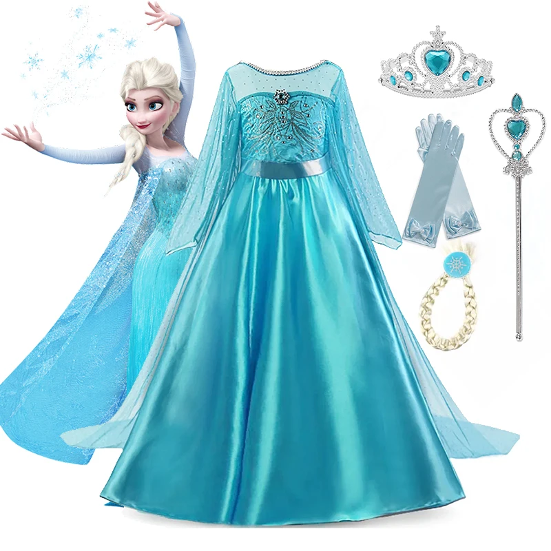 

2024 Disney Frozen 2 Kids Cosplay Costumes Girls Elsa Anna Dress for Girls Girls Gowns Halloween Carnival Easter Party Dresses