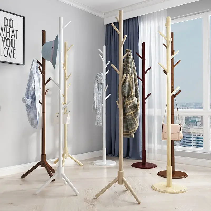 

Solid Wood Furniture Standing Coat Rack Vertical Floor Hanger Household Simple Wardrobes Bedroom Dormitory Clothes