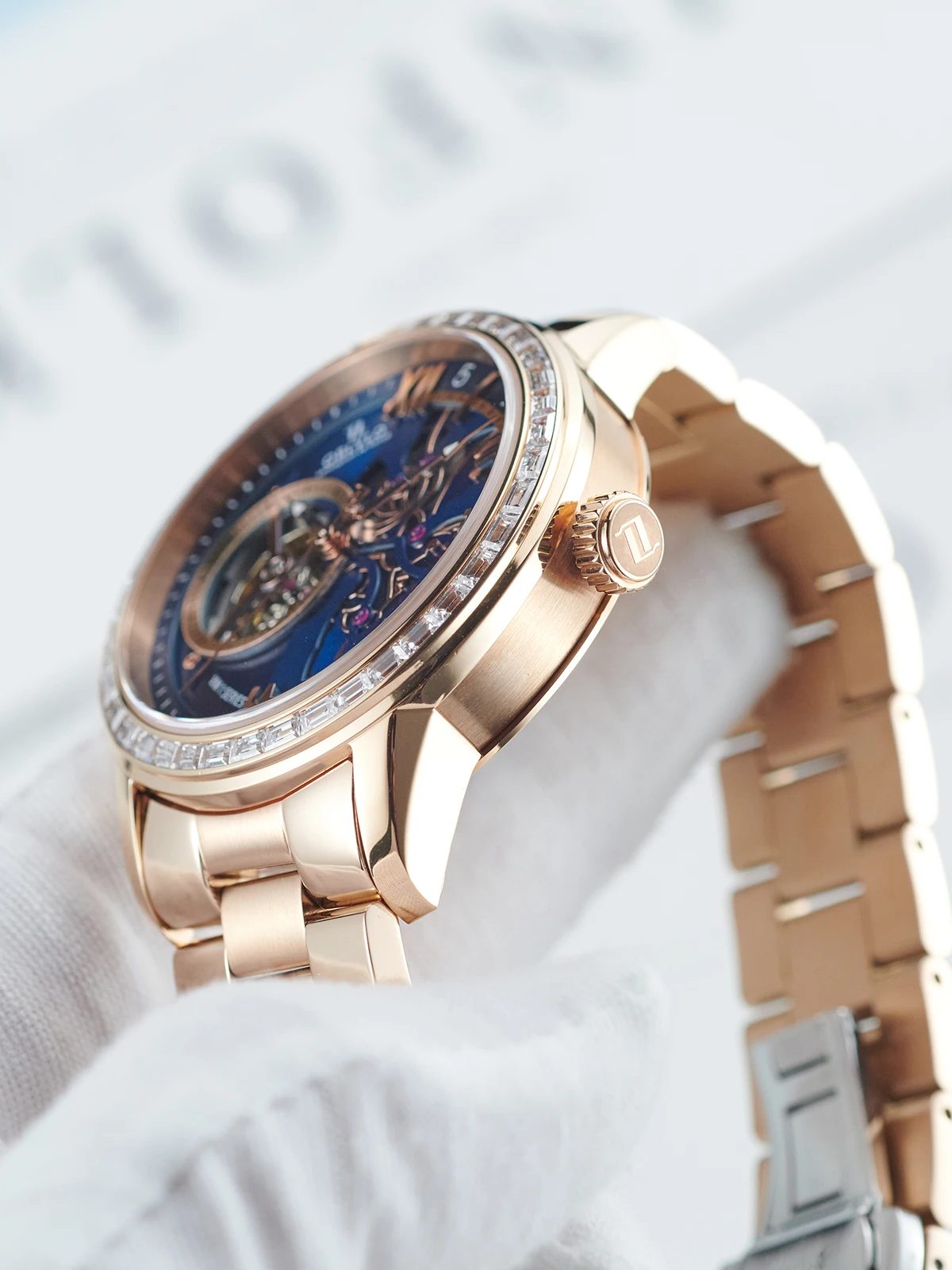 Reef Tiger Heren Automatisch Horloge 42mm Mechanisch Horloge Lichtgevende Skeleton Dial Saffier Spiegel