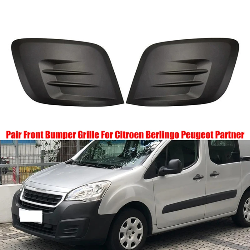 

Black Car Front Lower Bumper Fog Light Cover Grilles for Citroen Berlingo Peugeot Partner 2015-2019 Plastic Side Grills