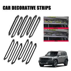 6pcs Strip Plate Cover For Jetour 2023 2024 Jetour T2 Carbon Fiber Style Roof Iuggage Rack Decorative Strip Accessories