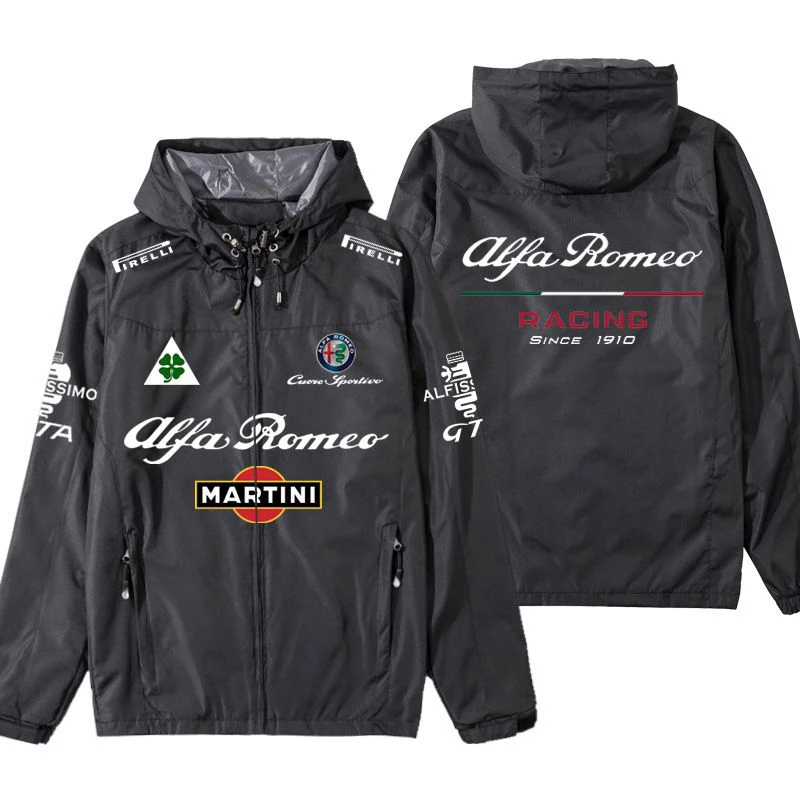 2026 Hot Alfa Romeo For Alfa Romeo Hooded Jacket for Boys, Car Fleet High-end Hooded Top Men's and Women's Spring and Autumn Ass