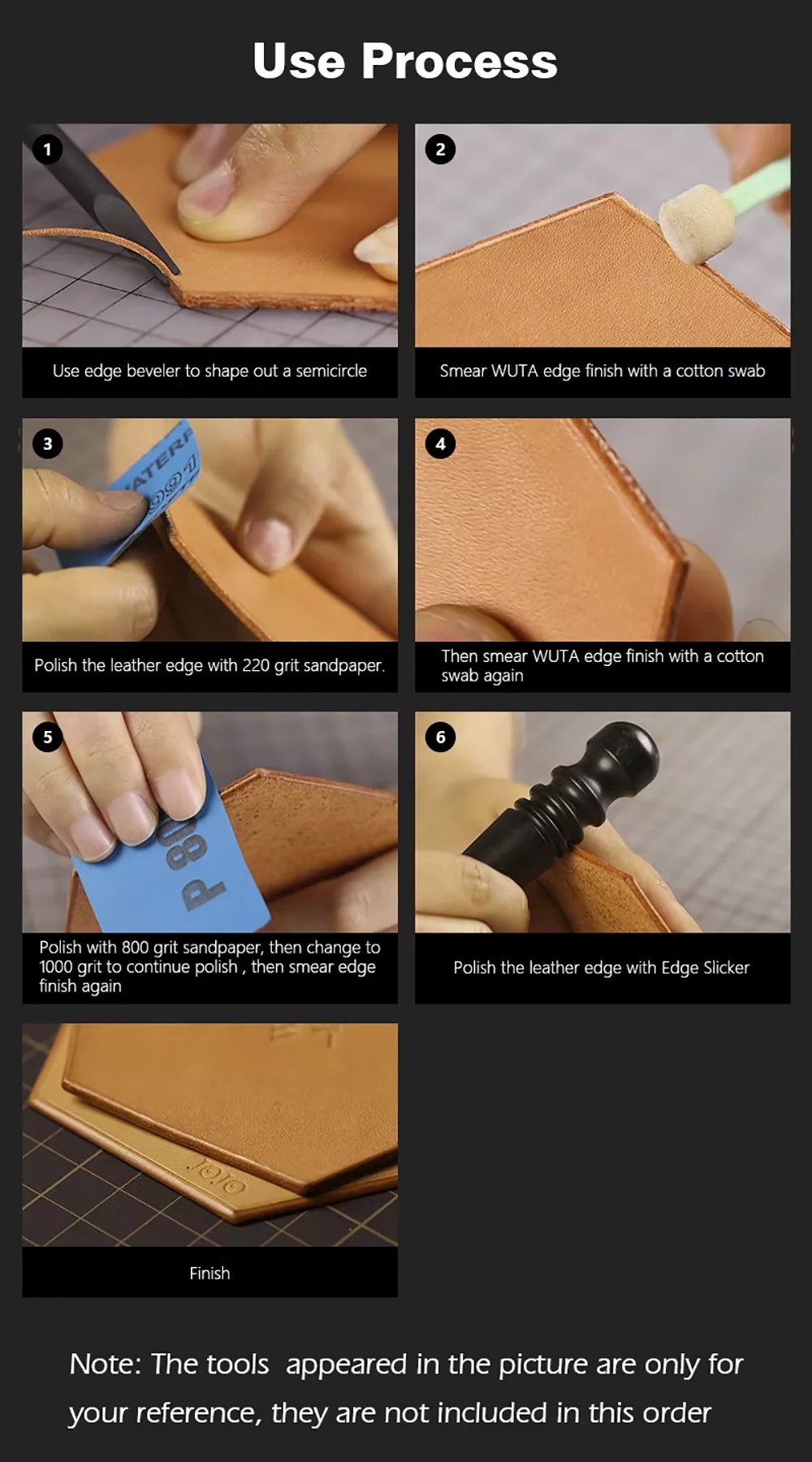 WUTA 1 x 30 ml Lederkanten-Finish, Tokonole, Zahnfleisch, pflanzlich gegerbtes Leder, Kantenversiegelungsbeschichtung, Carnauba-Creme, schützendes Wachs-Finish – Detail 8