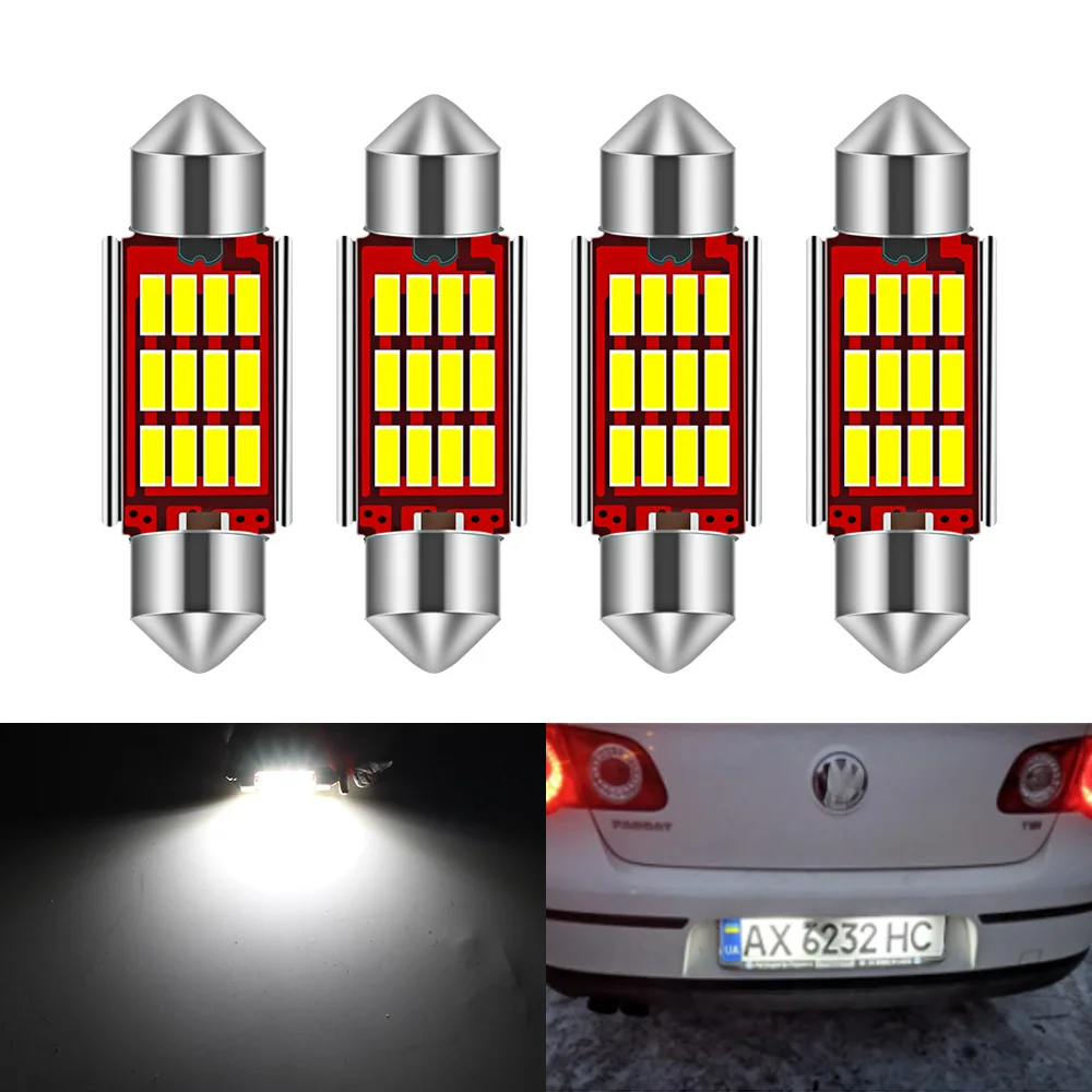 4Pcs No Error Festoon 36mm LED Bulb C5W 4014 SMD Lamp Car License Plate Lights For Volkswagen VW Passat B6 B5 Golf 3 4 5 6 Jetta