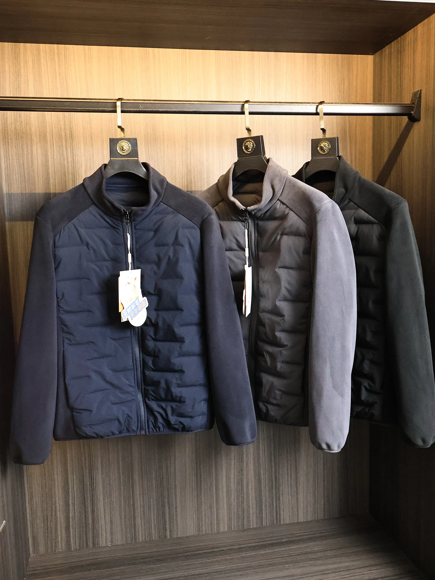 Men's Outdoor Warm Sporty Wool Filled Cotton Jacket Stand Collar Patchwork Sleeve Long Sleeve Thickened Autumn Winter Coat