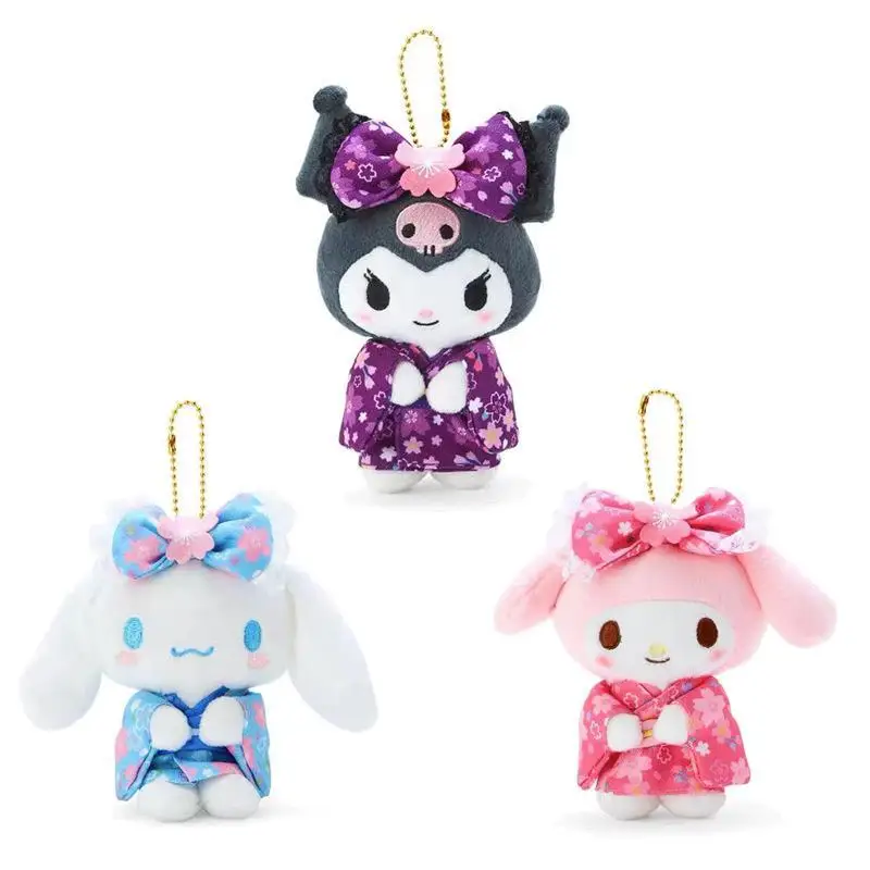 

Sanrio Kuromi Cinnamoroll Melody Cherry Blossom Kimono Plush Filled Doll Knapsack Keychain Decorate Children's Toy Birthday Gift