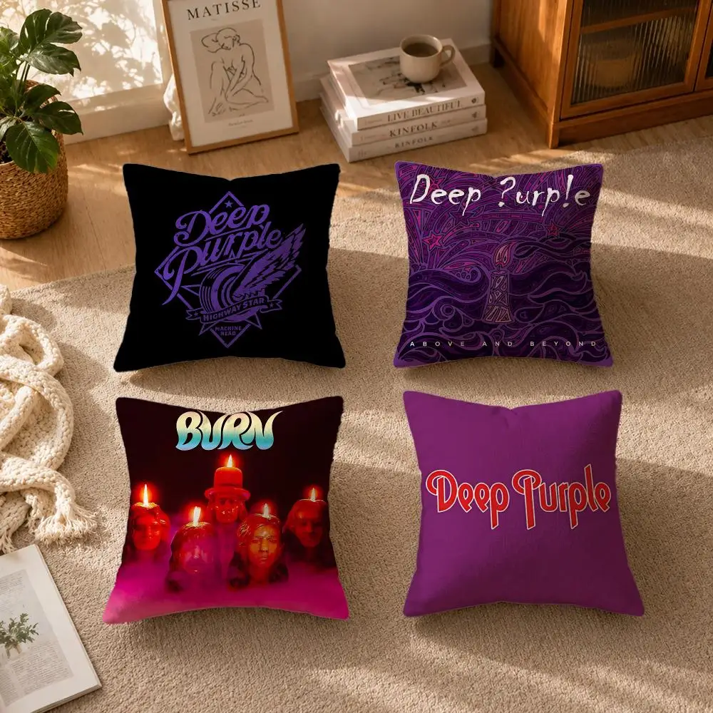 Band Deep PurpleS Cushion Cover Soft Short Plush Zippered Cushion Covers 40/45/50cm Square Decor for Sofa Home