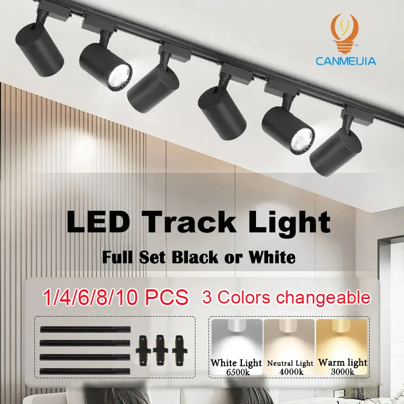 Track Light Spotlight Set Track Lamp 220V Ceiling Spot Led Lights Fixture Wall Lamps Rail Lighting COB 12/20/30/40W Home Kitchen