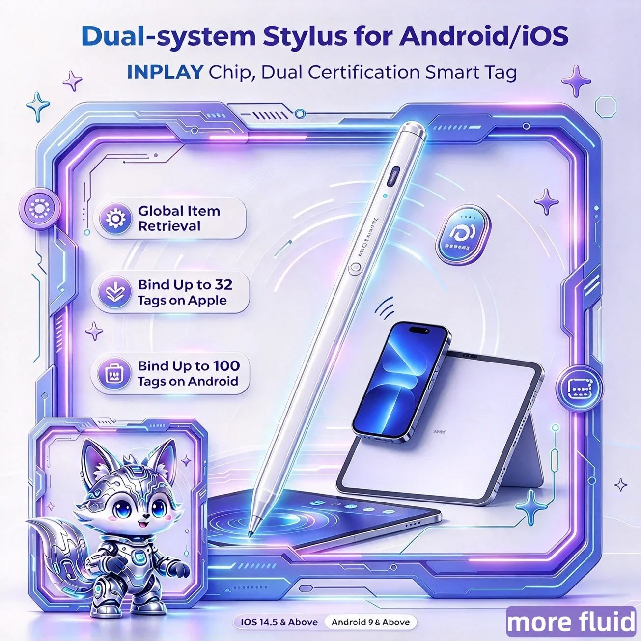 Dual-system Stylus Universal Stylus Pen For iPad Android Tablet Phone, Anti Mistouch No Lag Offset,Replaceable Nib Fast Charging