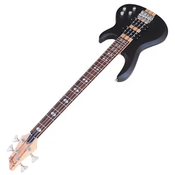 Active Electric Bass Guitar 4 String  43inch Zebrawood Top Solid Ashwood Body Bass Guitar Free Bag