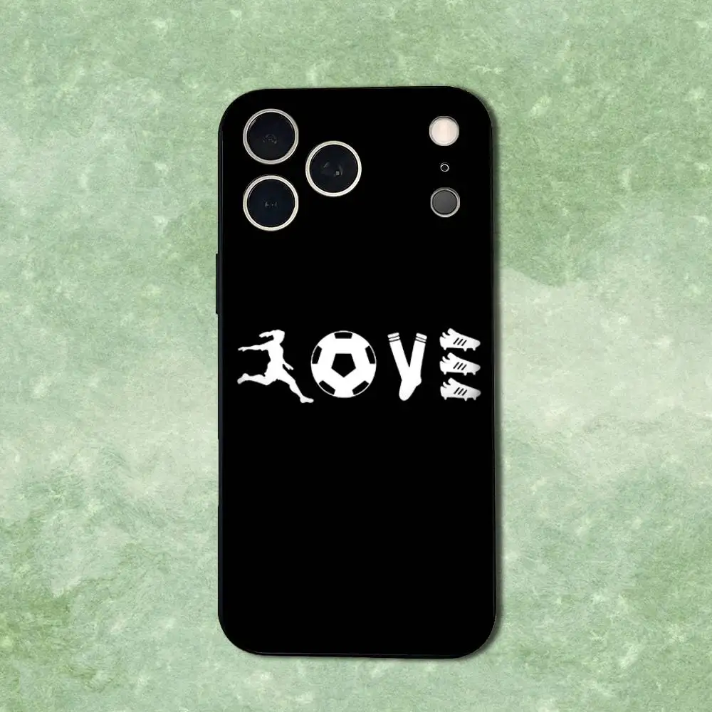 Casing Ponsel Olahraga Sepak Bola Seni Untuk iPhone 14,13,17,12,11,16,15,Plus,Pro Max,XS,X,XR,SE,Mini, Penutup Silikon Lembut Hitam