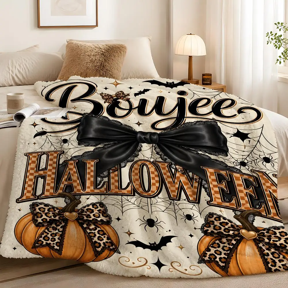 Leopard Coquette Halloween Foldable Sophisticated Colorful Plush Surface Retro Dorm Room Essential Throw