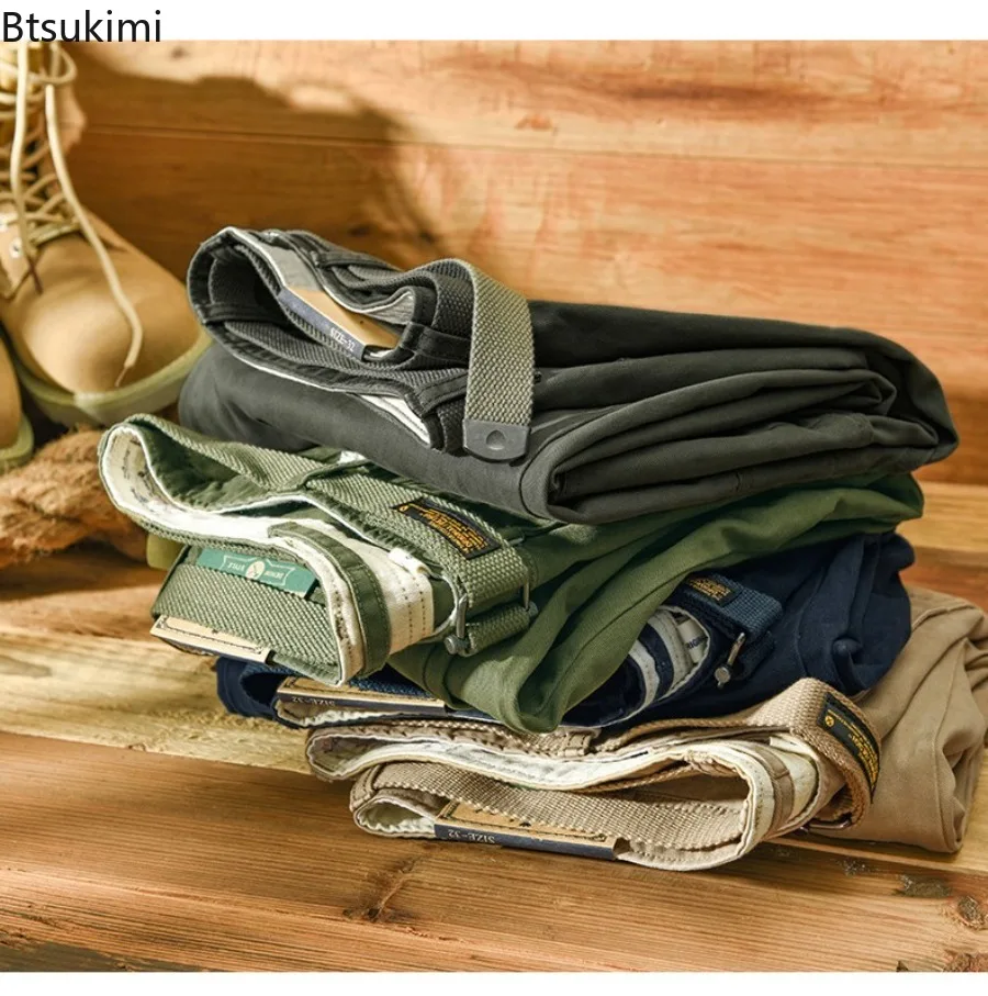 New Men's Spring Autumn100% Cotton Cargo Pants Casual Big Pocket Baggy Trousers Fashion Harajuku Streetwear Male Joggers Pants