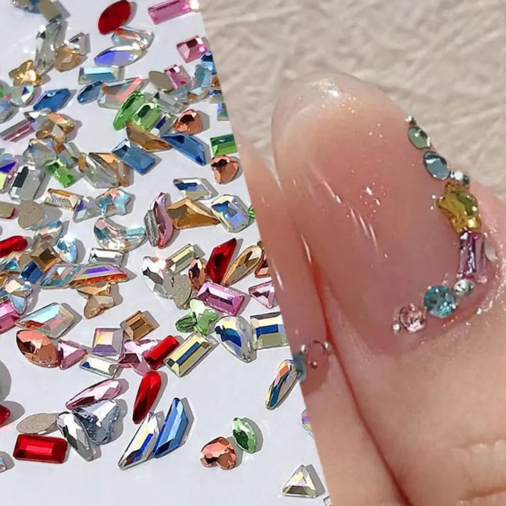 100 Stuks Bling Mini Kleurrijke Nagelsteentjes Multi Vorm Acryl Plaksteen Kristallen Edelstenen Sparkle Diamanten Nail Art Charms Supplies