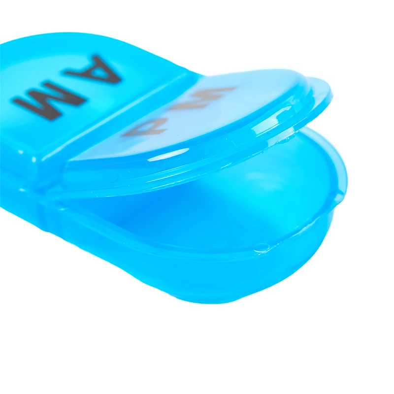 2 Grids Waterproof Pill Organizer Portable Oval Pill Box Pill Container Daily AM&PM Containers