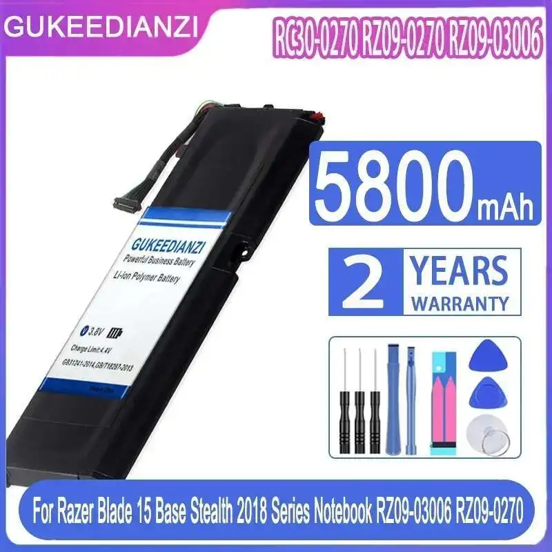 

Battery 5800Mah For Razer Blade 15 Base Stealth 2018 Series Notebook RZ09-03006 RZ09-0270 RZ09-02705E75-R3U1 Laptop RC30-0270