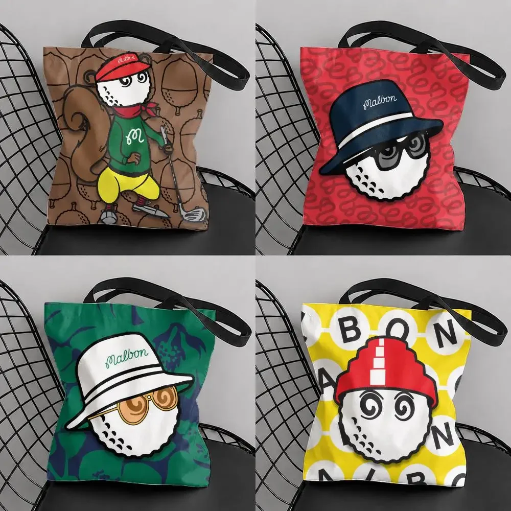 L-Leisure M-Malbones Golf Storage Bags Canvas Tote Bag Double-Sided Print Fashion Shoulder Shopping Bag Gift Handbags
