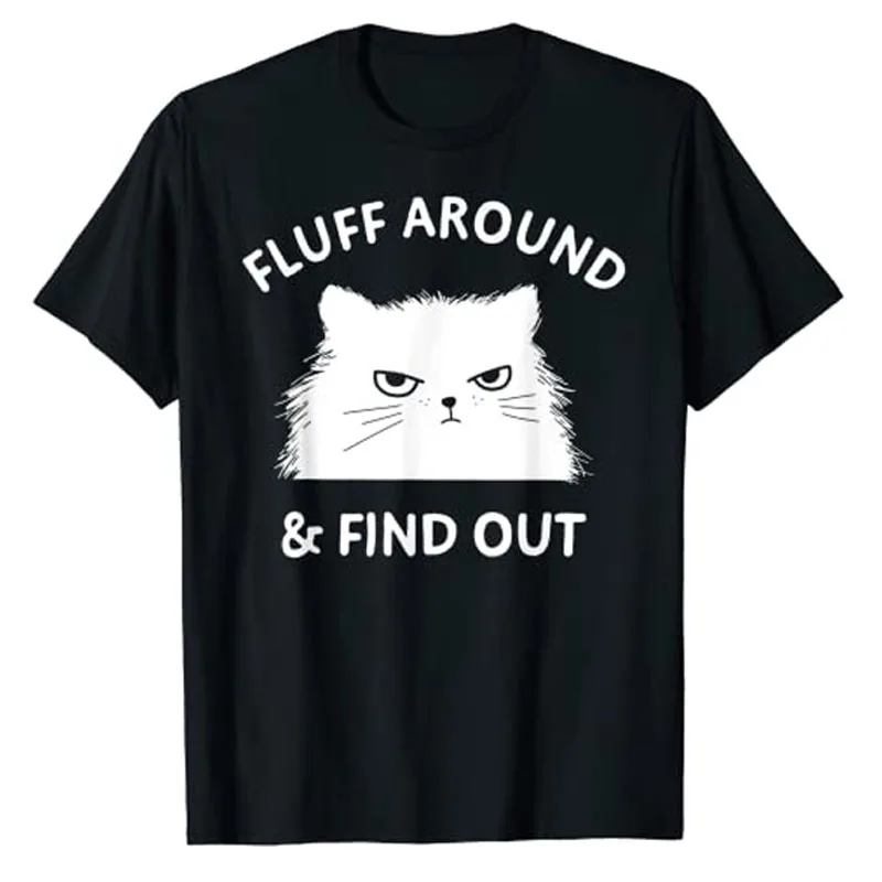 Fluff Around Lustiges sarkastisches Katzen-Damen-Sprüchen-Zitat-Humor-T-Shirt Katzenliebhaber Anime Cartoon Grafik-T-Shirt Tops Kurzarmblusen