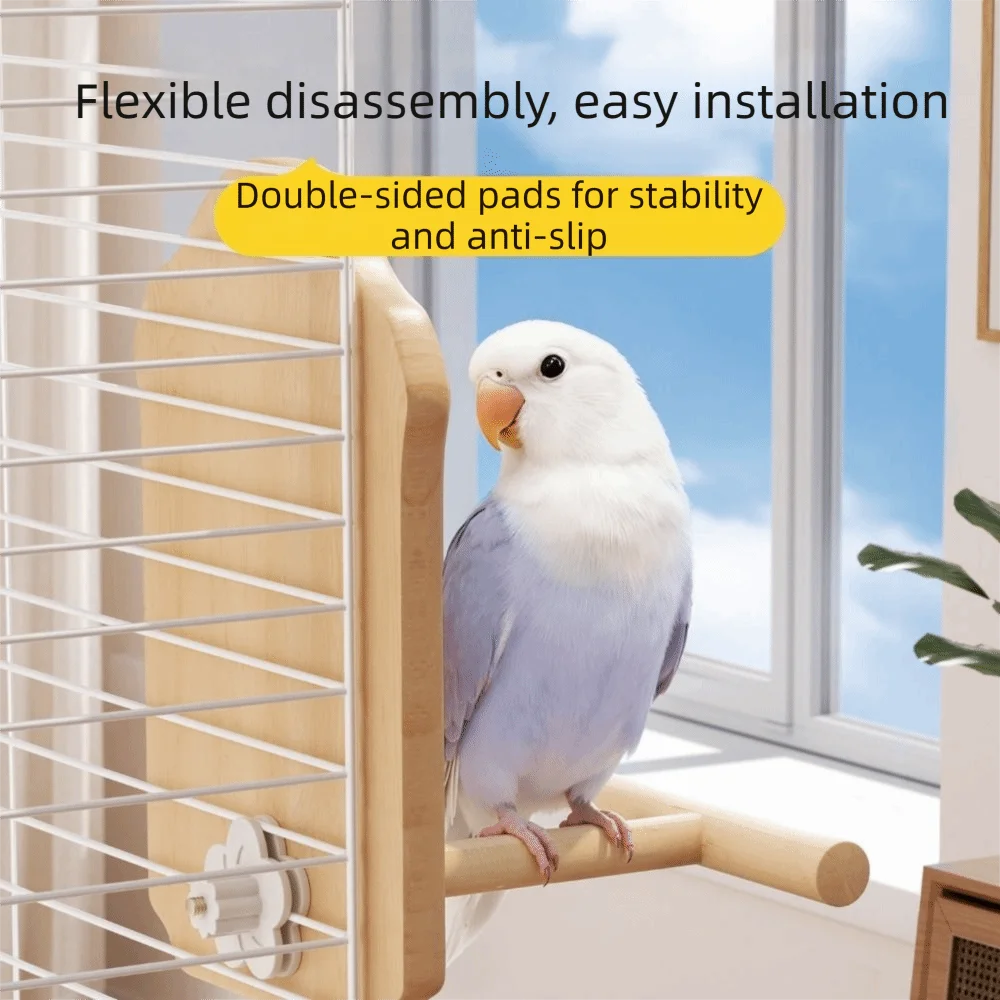Wear-Resisting Bird Mirror Perch Detachable Bite-Resistance Parrot Mirror Durable Interactive Bird Bird Cage Accessories