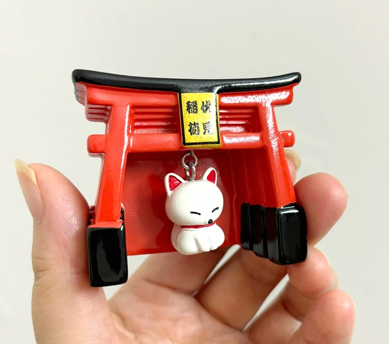 Handmade Painted Fushimi Inari Shrine White Fox 3D Fridge Magnets Japan Tourism Souvenirs Refrigerator Magnetic Stickers Gift
